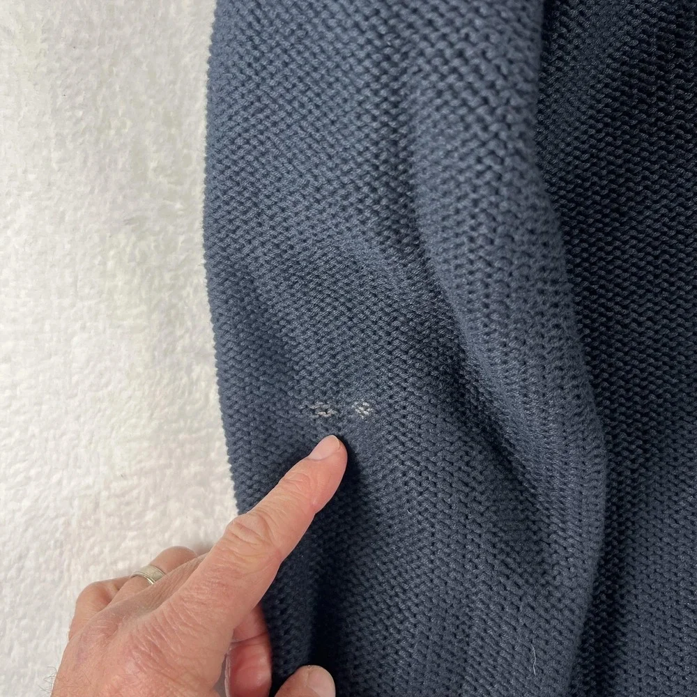 Banana‎ Republic Mens Navy Blue Cotton Mock Neck Button Henley Sweater Large